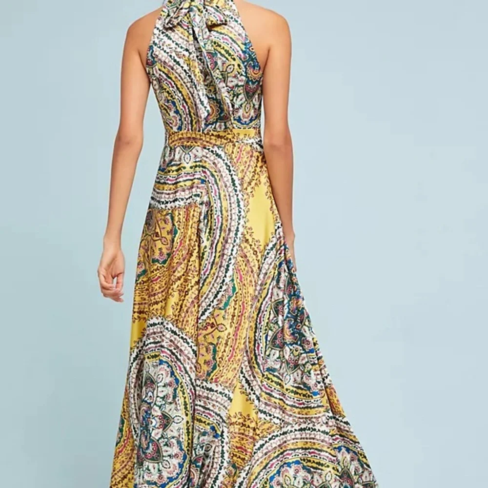 Anthropology x Nicole Miller Yellow Retro Paisley Maxi Dress - Picture 2 of 12